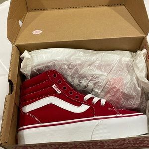Red and White Vans never worn